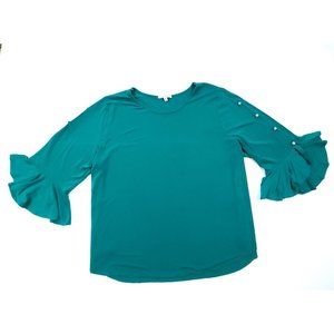 Green Envelope Los Angeles Women's Green 3/4 Sleeve Blouse Plus Size 3X
